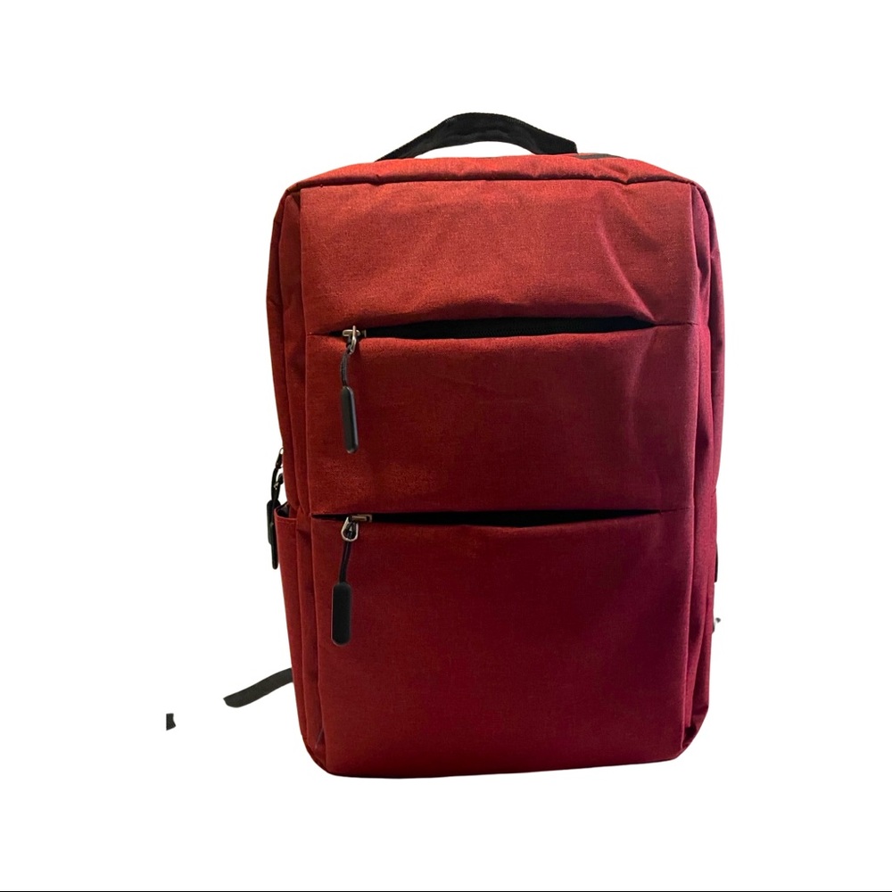 16” slim Red backpack with USB adapter